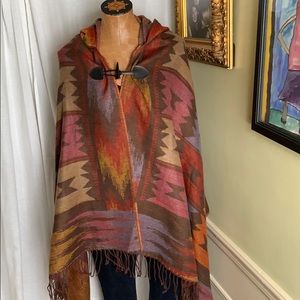 NWT Hooded Tribal Poncho